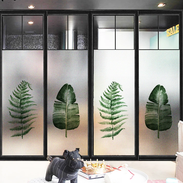 Скандинавские растения, матовые стеклянные наклейки для гостиной, китайские наклейки на окна, прозрачный светильник, непрозрачная декоративная пленка для спальни