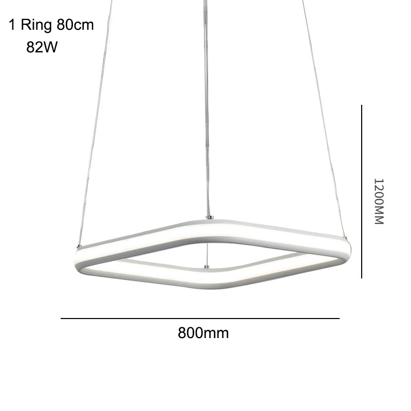 NEO gleam высоком квадратном Яркость двойной Glow современные светодиодные Люстры для столовой Кухня комнаты Алюминий белый висит люстра - Цвет абажура: 1 Ring 80cm