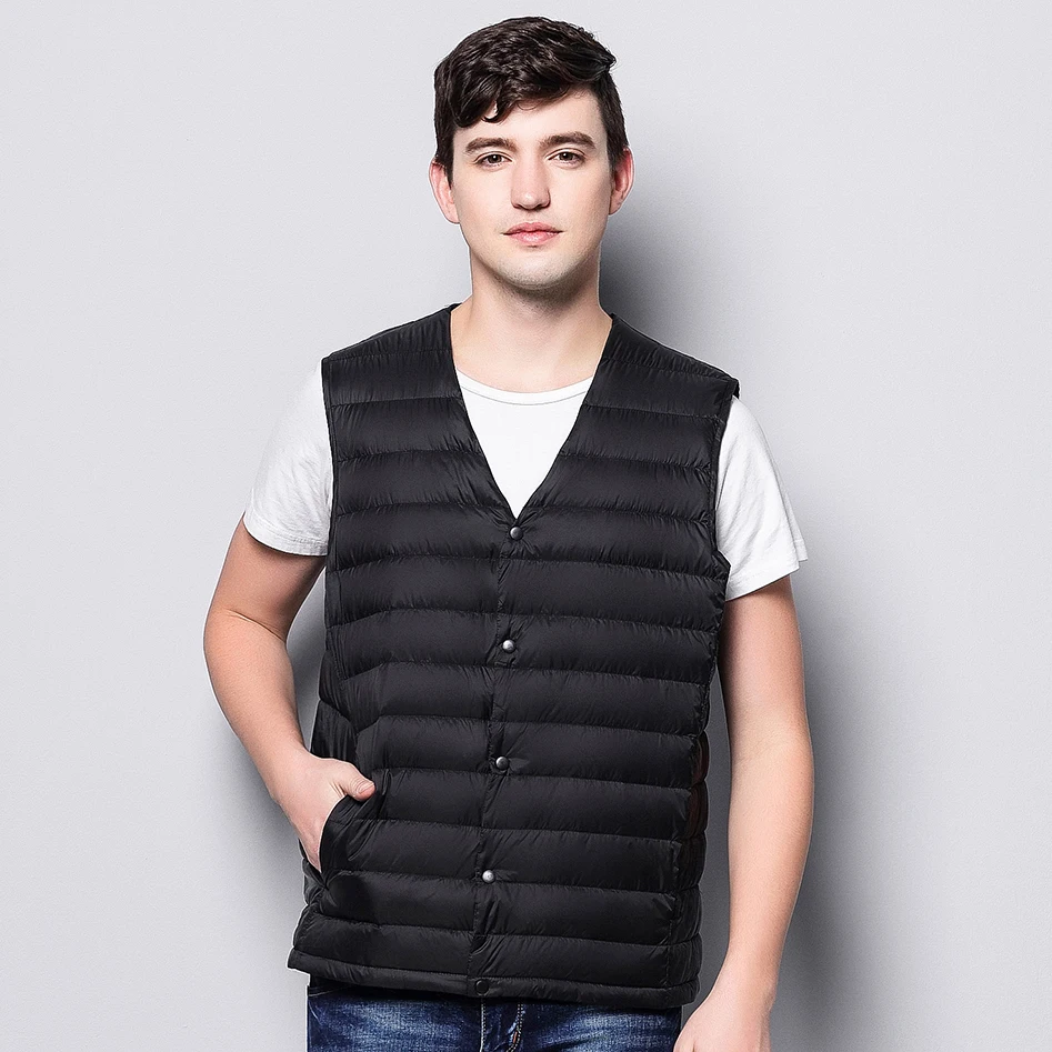 Жилет мужской пуховой ульсветильник с V образным вырезом без рукавов|v-neck brand|v-neck