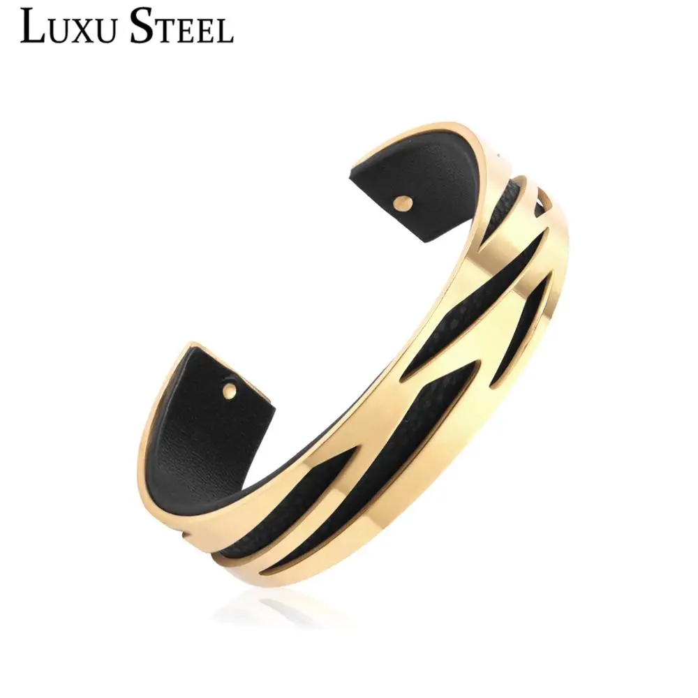 Браслеты манжеты LUXUSTEEL из нержавеющей стали Новое поступление 2019 кожаные