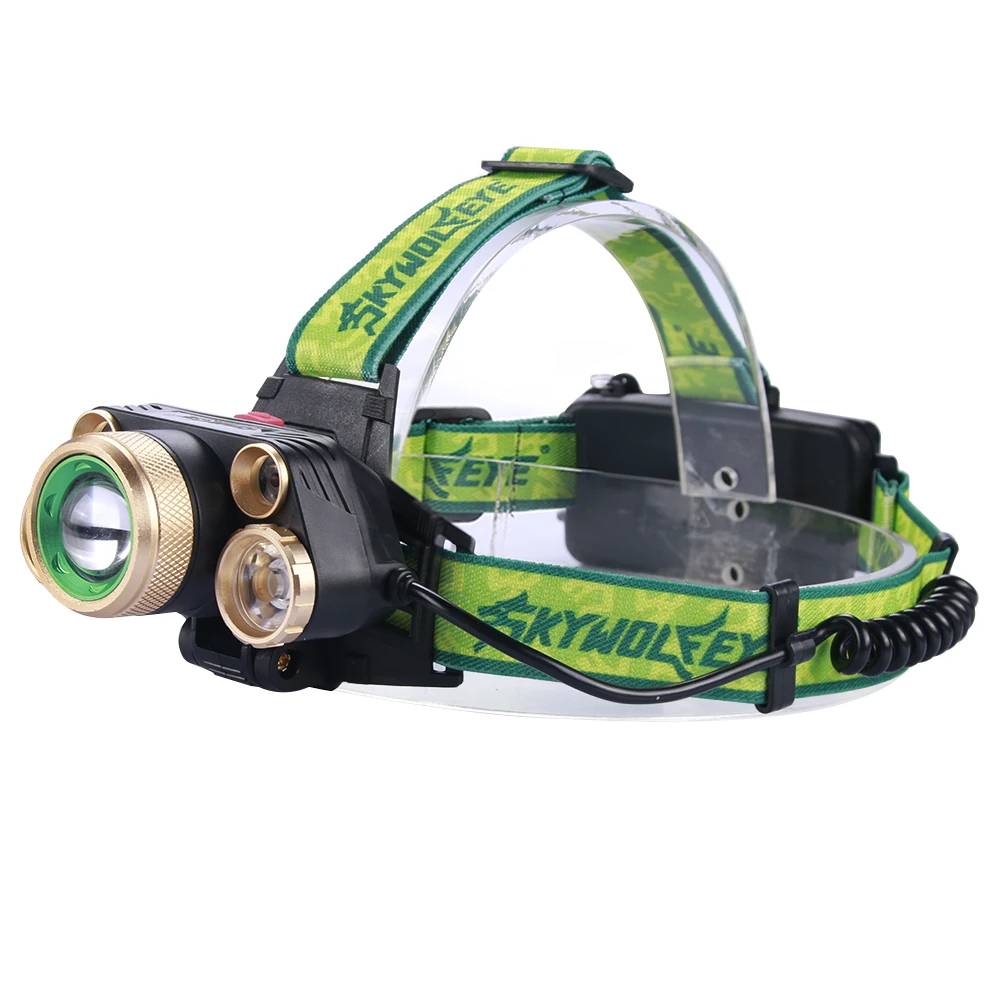 

New skywolfeye 1000Lm Headlamp XM-T6 + 4 XPE LED Headlight Light 18650 Battery rechargeable Camping flashlight