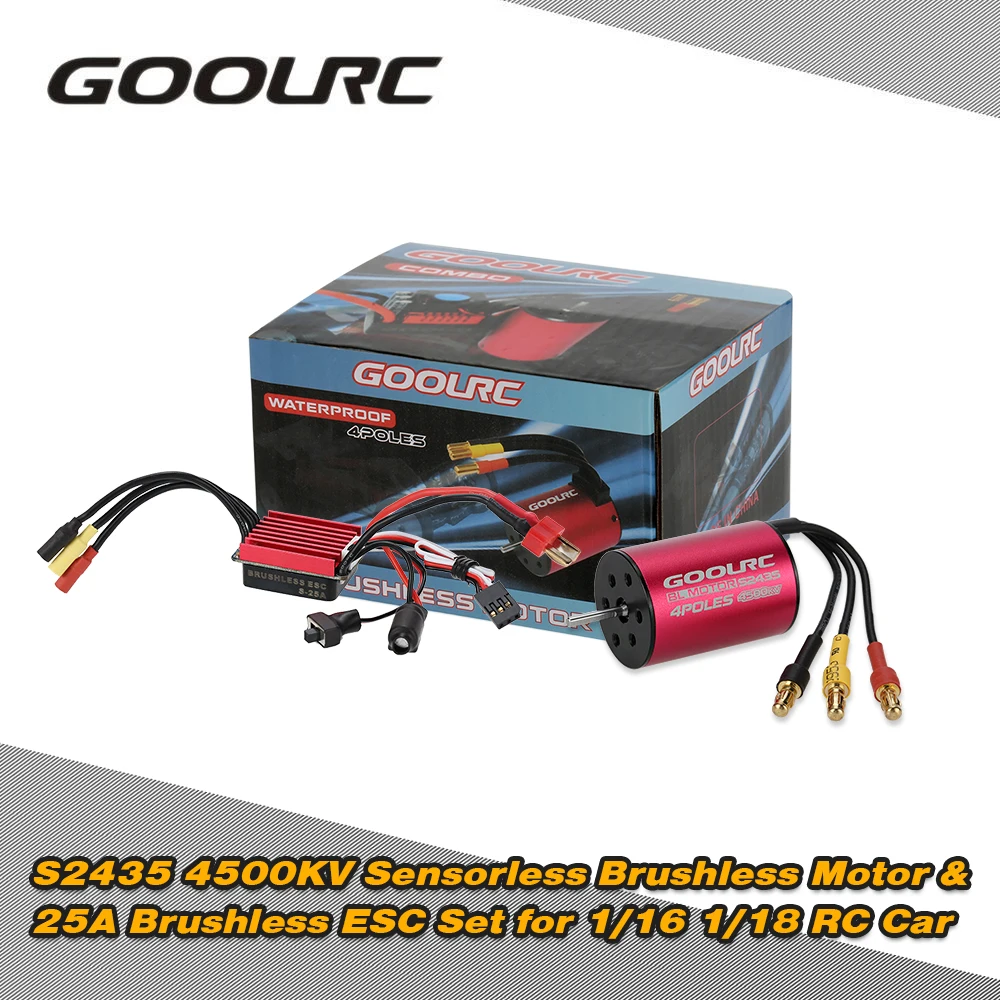 

GoolRC S2435 4500KV Sensorless Brushless Motor and 25A Brushless ESC Combo Set for 1/16 1/18 RC Car Truck RC motor Parts NEW