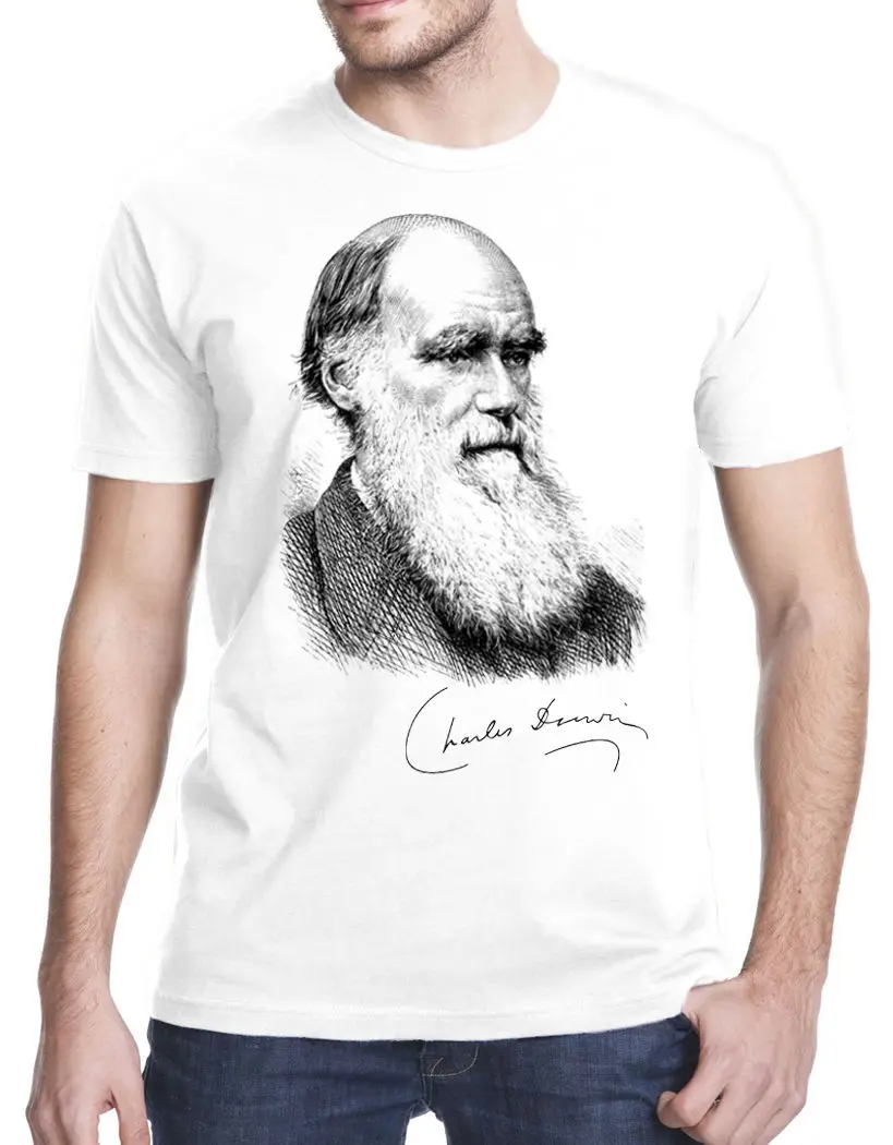 Charles Darwin портретная футболка с надписью Evolution Atheist Science | Мужская одежда