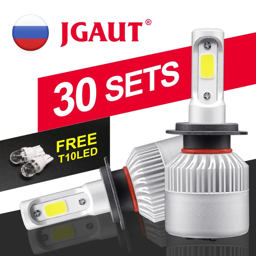 

60 Pieces Ship From Russian H7 LED H4 Headlight S2 COB 72W 8000LM Car Headlamp Fog Light Automotive 6500K 12V 24V Hi Low Beam