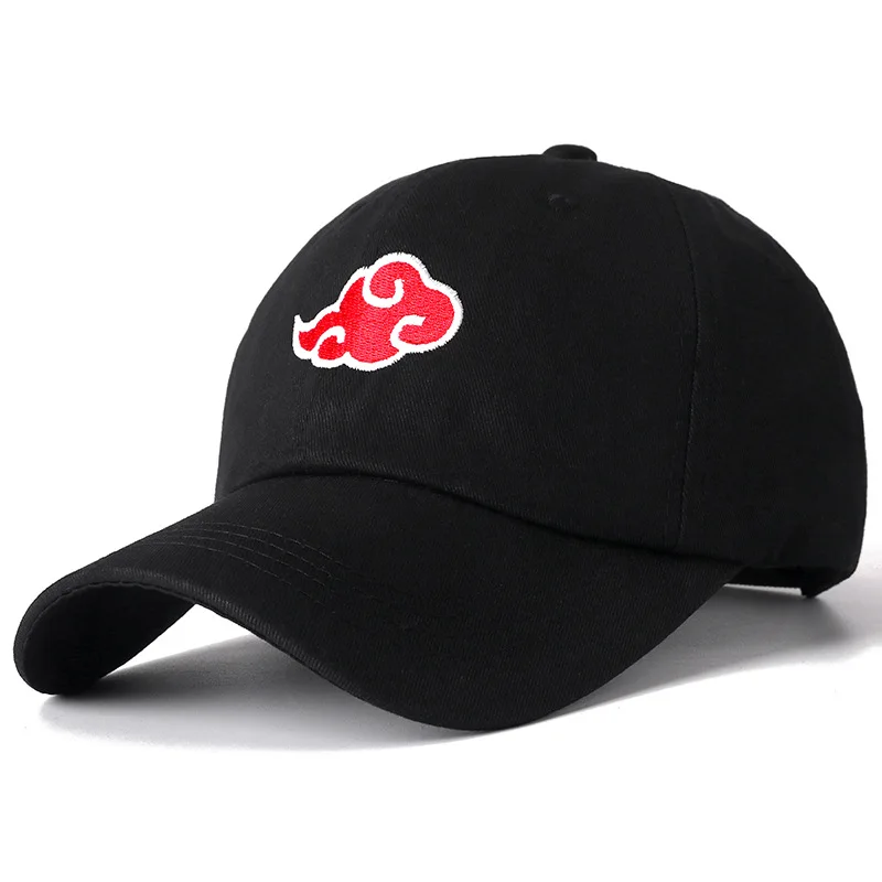 men's leather baseball caps NARUTO Cotton Cap Japanese Akatsuki Logo Anime Dad Hat Uchiha Family Logo Embroidery Baseball Caps Black Snapback Hat men's baseball caps