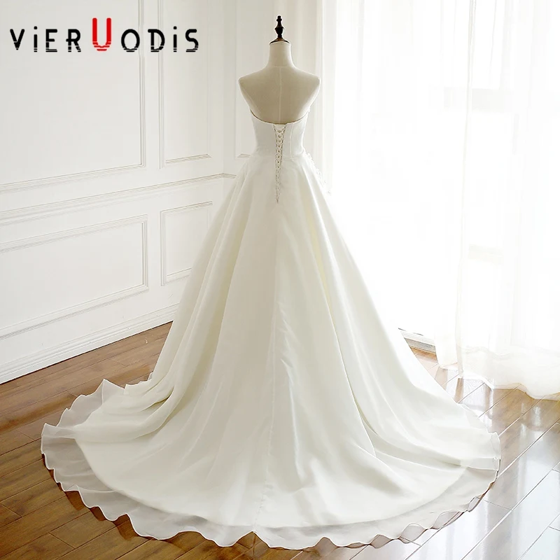 Perfect Hot Strapless Simple Casamento A Line White Ivory Vestido De Noiva 2019 Beach Wedding Dresses Court Train Weeding Dress 2020 2