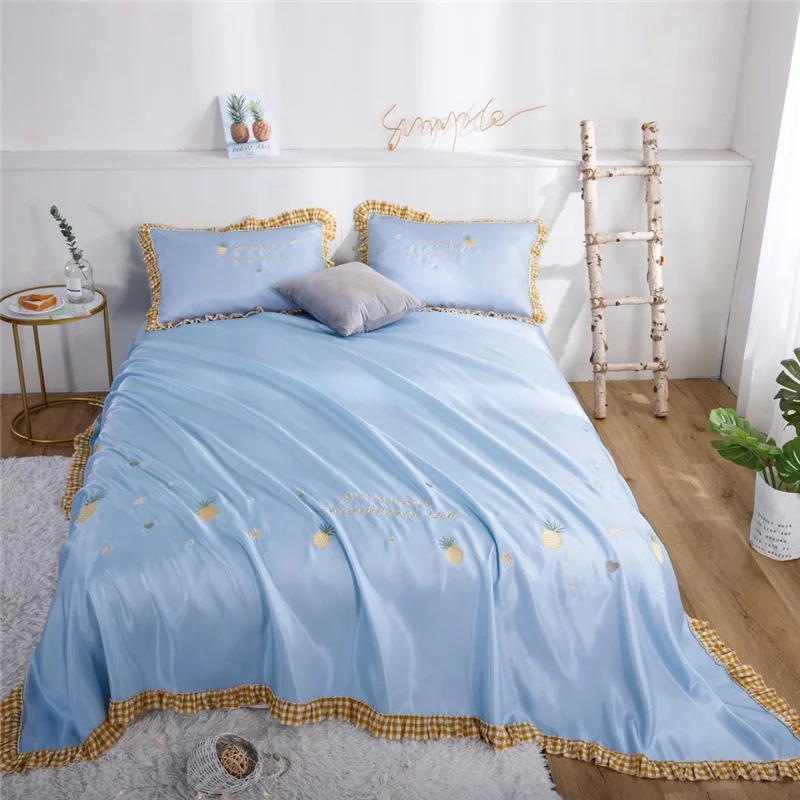 Summer Cold Sleeping Mat Miss Pineapple Ruffles Bed Sheet Luxury