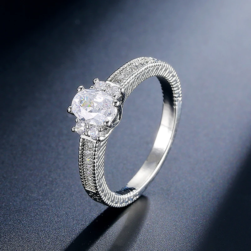 UILZ Modyle 2018 New Fashion White Gold Round Shaped Wedding Ring For Woman Dropshipping UR073