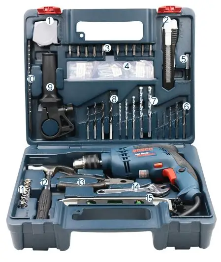 Bosch Impact Drill Set Multi-function Household Electric Drill Screwdriver Electric Hammer Toolbox GSB600RE