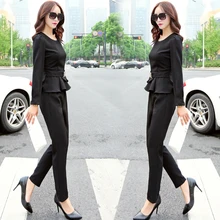 womrn.s business suitNew style Fashion Formal Suits Office Lady Career Work Wear Casual 2 piece set Tops and Pants
