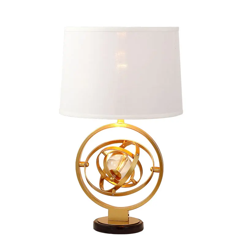 

New classical simple personality creative crystal ball table lamp foyer bedroom north model room gold Iron art LED reading lamp