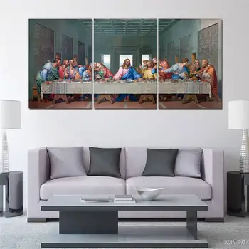 

3 Panel Last Supper Painting Modern Home Wall Art Decor Canvas Poster Hd Printed Jesus Pictures For Home Decor Abstract Artwork