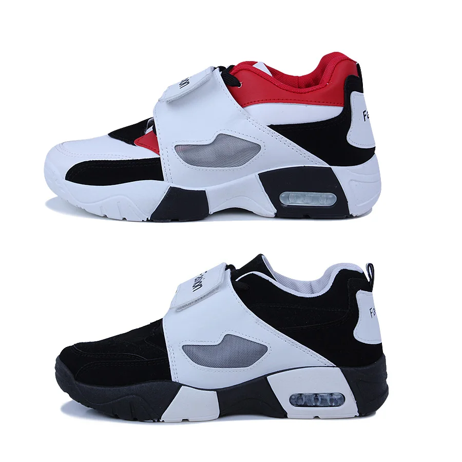 Décontractées Conception Couleur Patchwork Marche Épaisse De Semelle Jogging Chaussures blanc rouge Velcro Bloc Noir Sqdw6d0