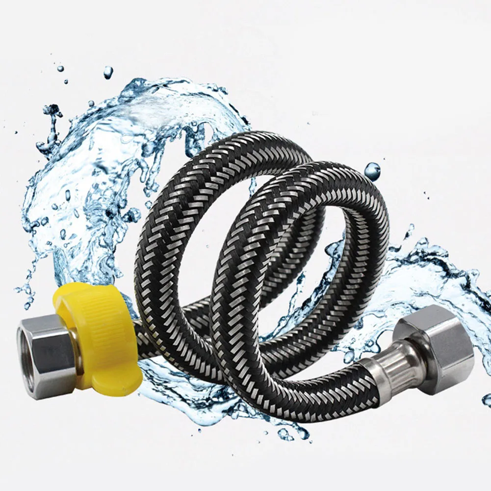 

1/2" Toilet Bathroom Shower Sink Basin Stainless Steel Water Heater Pipes Hose Plumbing Double-Headed Corrugated