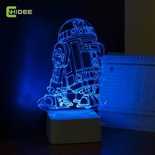 Star Wars Lamp 3D Visual Led Night Lights for Kids Robot R2 D2 Touch USB Table