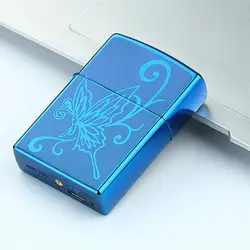 Творческий USB ветрозащитный зажигалки классический металлический штамп зарядки дуги импульса Электронная зажигалка табака сорняк дым