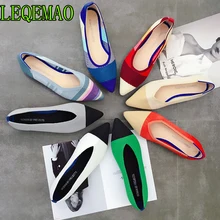 Женские Балетки без шнуровки с острым носком; лоферы с мягкой объемной шерстью; вязаные мокасины для беременных; женские водонепроницаемые мокасины; повседневные Эспадрильи на плоской подошве