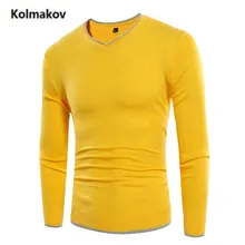 KOLMAKOV 2017 new arrivals fashion V-Neck Solid color simple men’s sweater, casual warm sweater men,full size M-3XL.