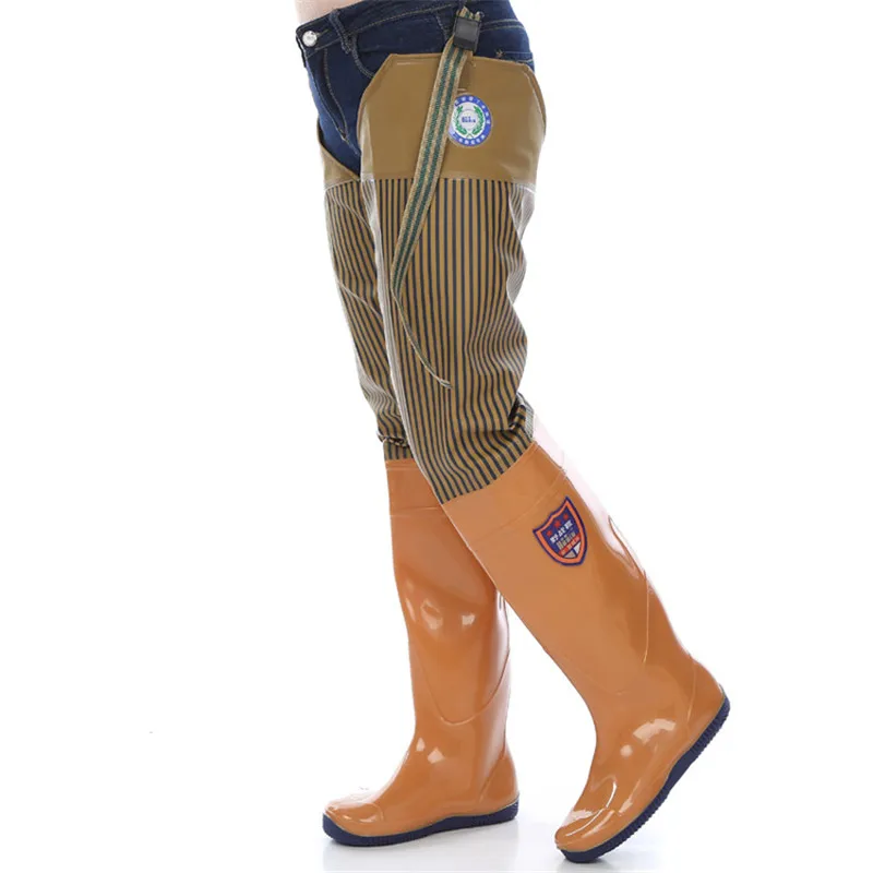 Waders para a Pesca Pant + Botas Alto-salto Espessamento Impermeável Botas Macias Camuflagem Caça Peixe Pesca Waders 0.65mm Pvc 10 Roupa de pesca tipo Wader