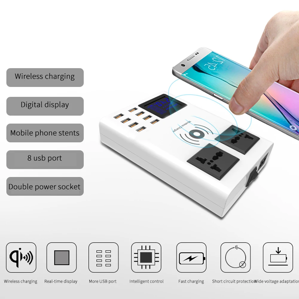 Умное Беспроводное зарядное устройство универсальное 8 USB зарядное устройство Порт умная док-станция адаптер питания для samsung iphone EU US AU UK вилка путешествия