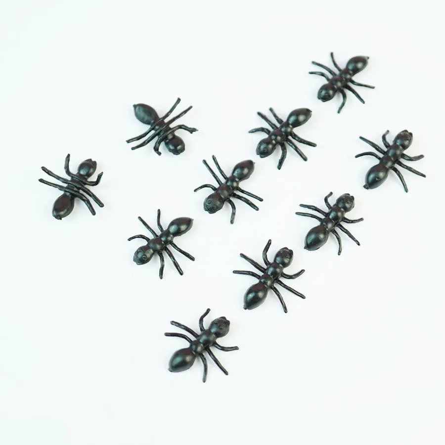20 шт./лот, игрушки для шуток, гаджет на Хэллоуин, пластиковая черная игрушка-муравей, паук, слизи, Реалистичная игрушка для веселья, brincando Brinquedos - Цвет: Ant