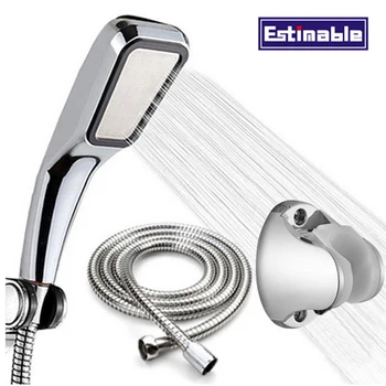 

300 Hole Shower Head Water Saving Shower Head ABS With Chrome Plated douche+plastic chrome holder+ hose Shower Water Booster