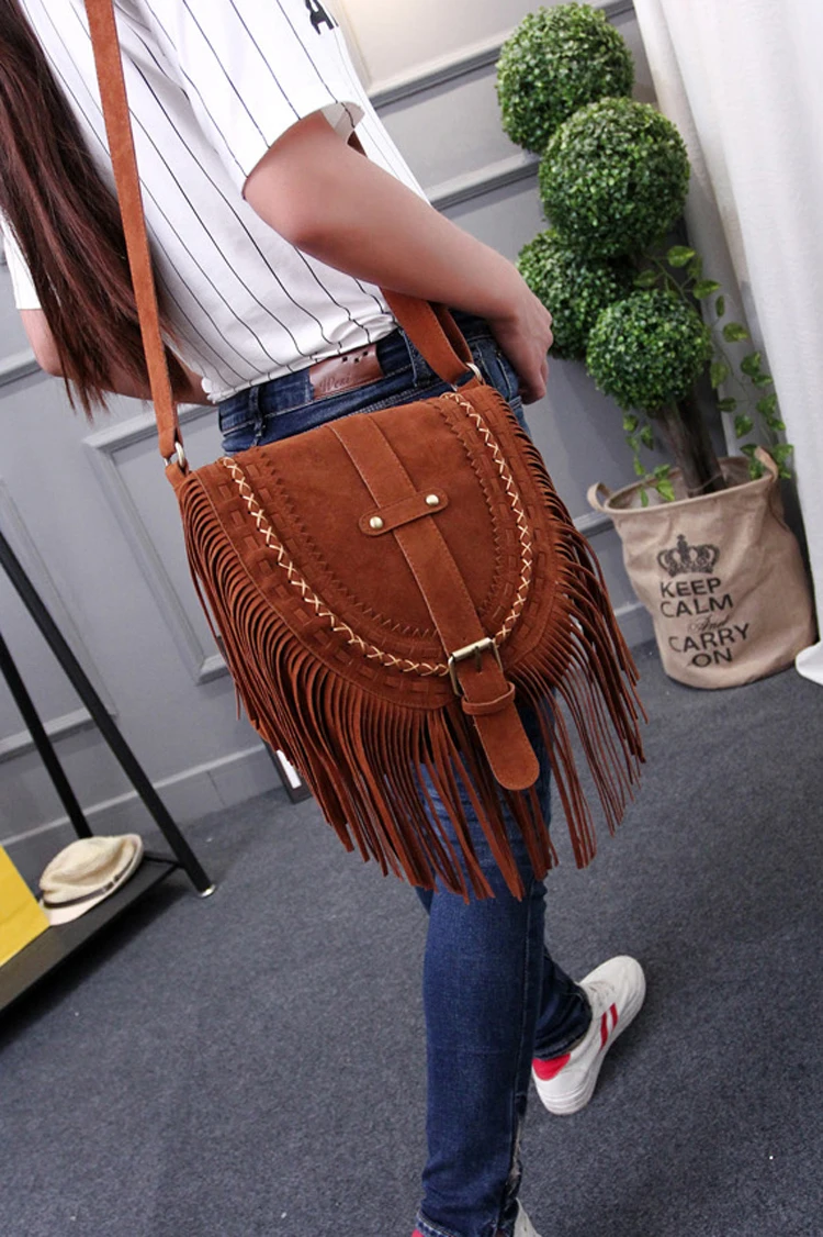 19 Fringe Tassel  Women Fringed Messenger Bag  shoulder bag Boho Hippie Gypsy Bohemian Tribal Ibiza Style Cross body Bag (7)