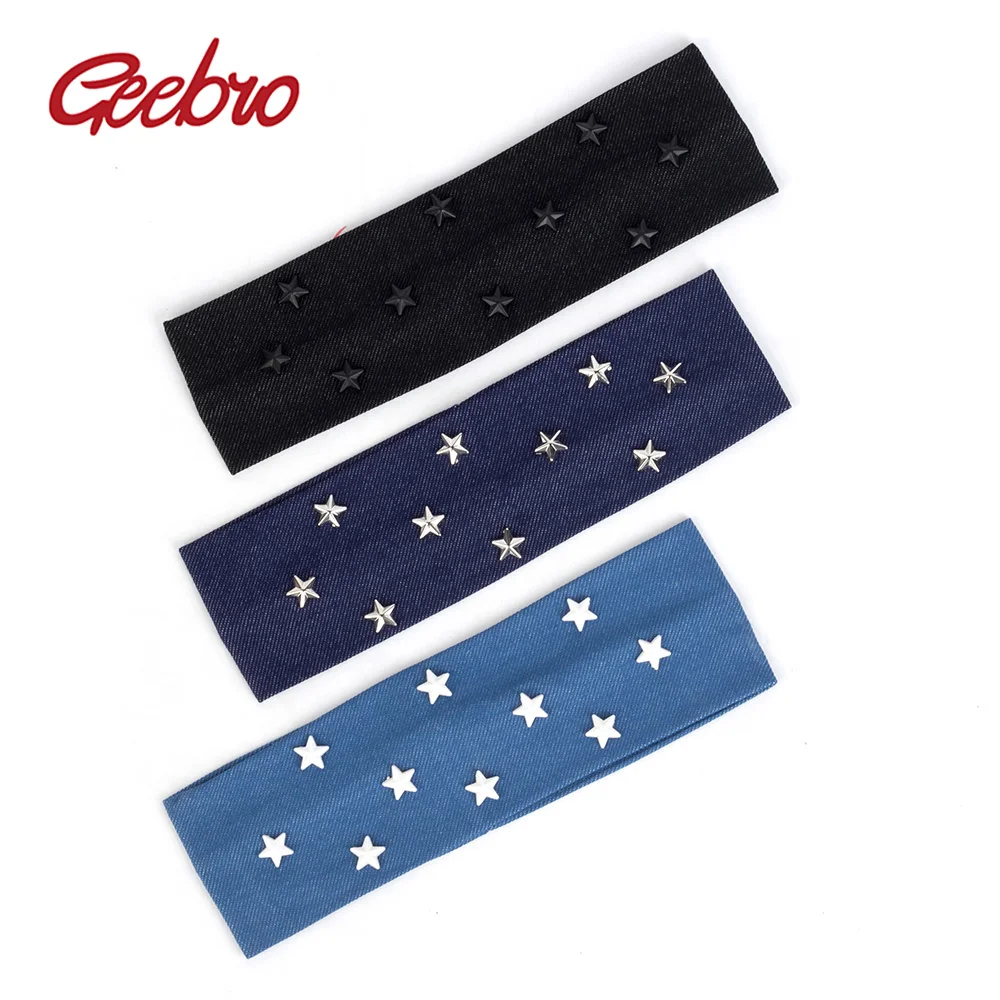 

Geebro Elastic Flat Hairbands For Women Girls Denim Casual Headband Star Hair Accessories Handmade Headwear Fashion Turban DZ751