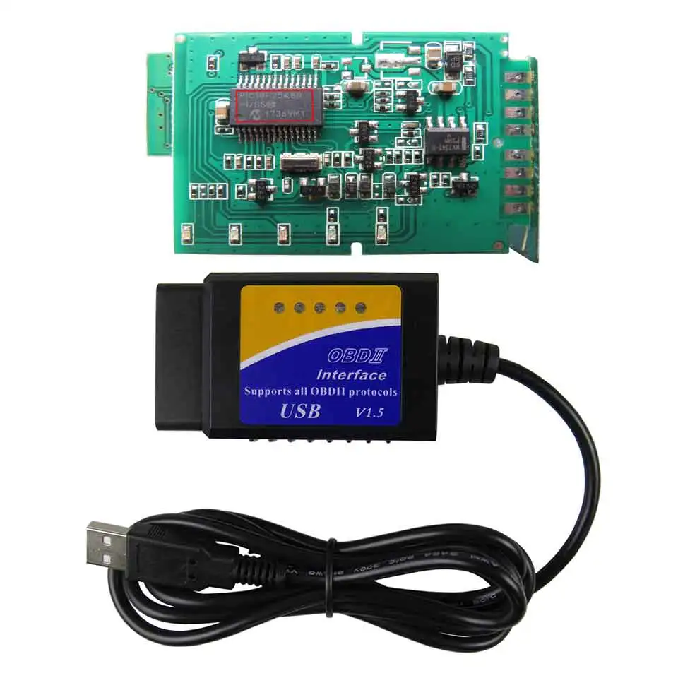 ELM327 USB OBD2 интерфейс автомобильный диагностический инструмент FT232RL чип ELM327 V1.5 ELM 327 USB OBD 2 сканер для ПК - Цвет: PIC18F25K80 Chip