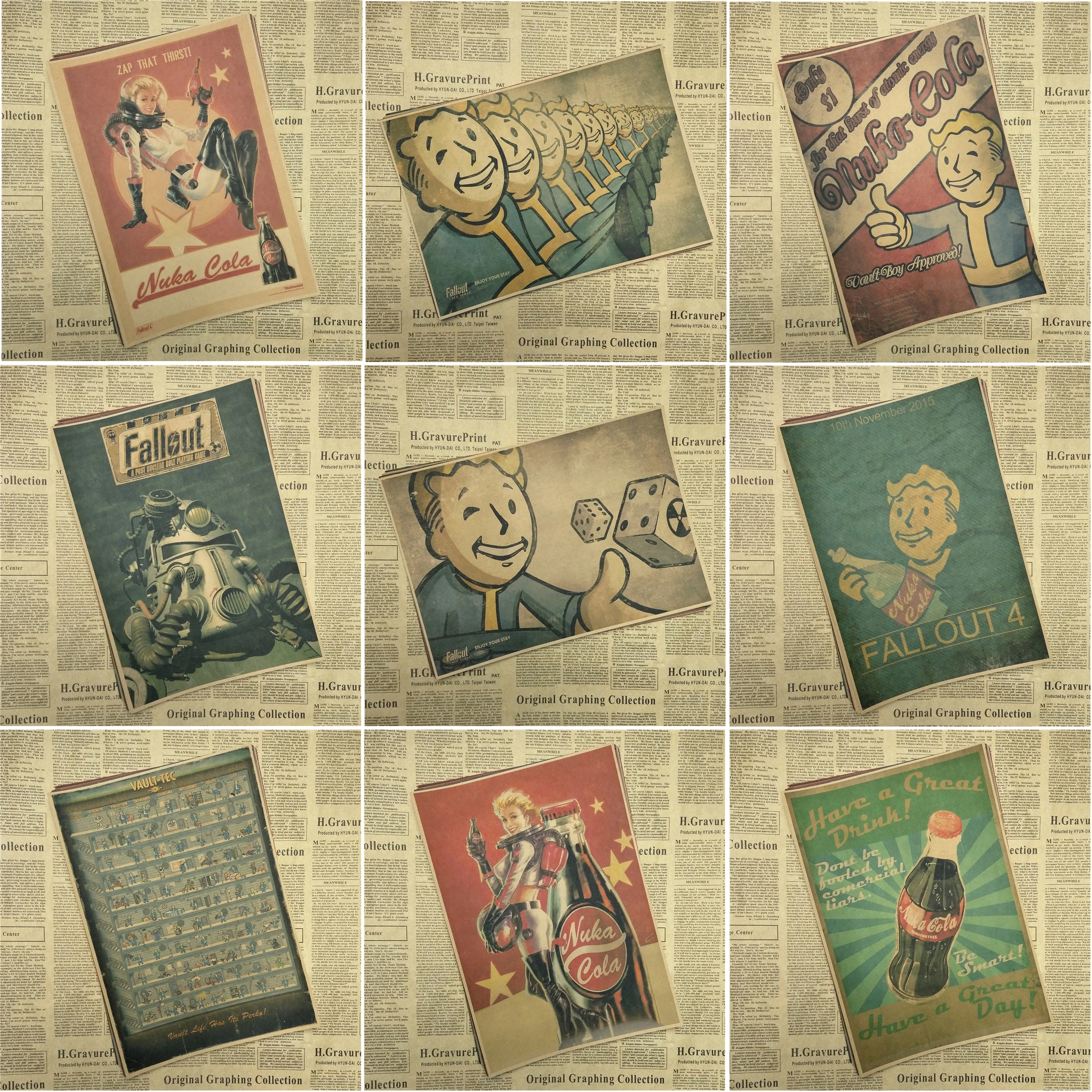 

Fallout 3 4 Game Poster Home Furnishing decoration Kraft Game Poster Drawing core Wall stickers