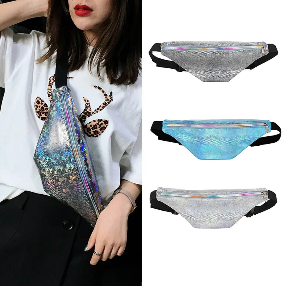 

Waist Bags Women Fanny Pack Money Belt Wallet Ladies Girls Snake Multicolor Glitter Bum Bag Pouch Chest Phone Pouch