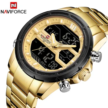 

NAVIFORCE New Brand Men's Fashion Sport Watches Men Quartz Analog LED Man Leather Military Waterproof Watch Relogio Masculino