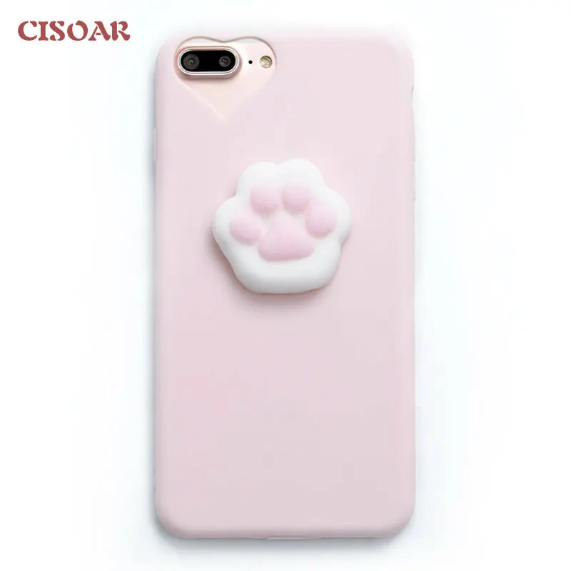 

Lemonlan Lovely 3D cat Paws Sea Lion For iPhone 7 7Plus soft Squishy Case For iPhone 6 6S Plus 6Plus Capa Fundas cartoon Cover