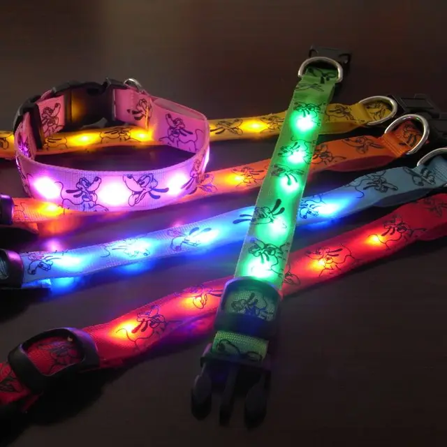 C04 Pet Dog Collar LED Nylon _ Pluto design Night Safety LED Light up
