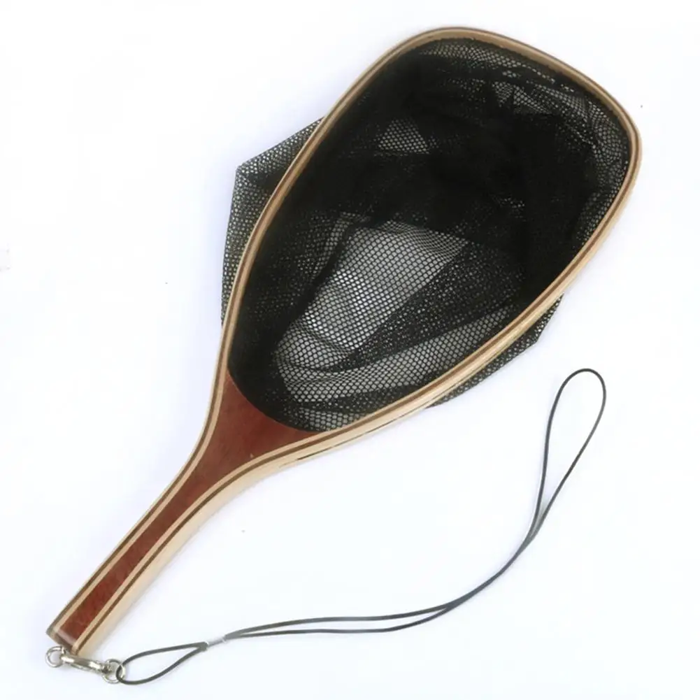 Ceny HobbyLane Mounchain siatka wędkarska drewniane handl lądowania miękkie gumowe siatki pstrąg ryby złapać i zwolnić połowów netto czarny