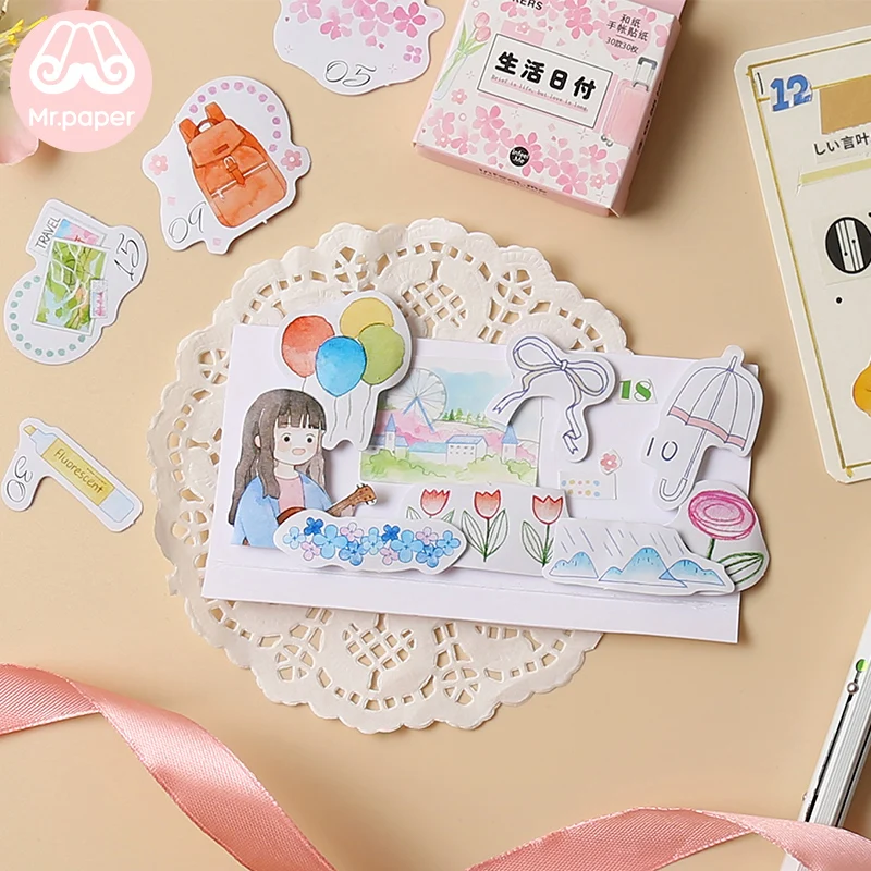 Mr.paper 30 шт./кор. милые наклейки для дневника Скрапбукинг планировщик метка даты