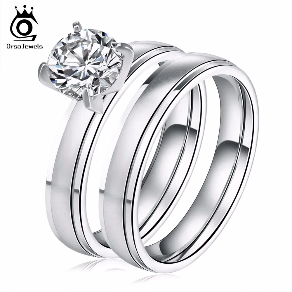 ORSA JEWELS Luxury Wedding&Engagement Eternity Rings with 1ct AAA Cubic Zirconia for Women Promise Gift Ring GTR20