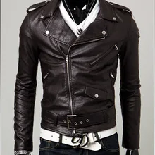 Новая мода мужская Тонкая Повседневная мужская мотоциклетная косая молния ошейник из искусственной кожи укороченная куртка из искусственной кожи