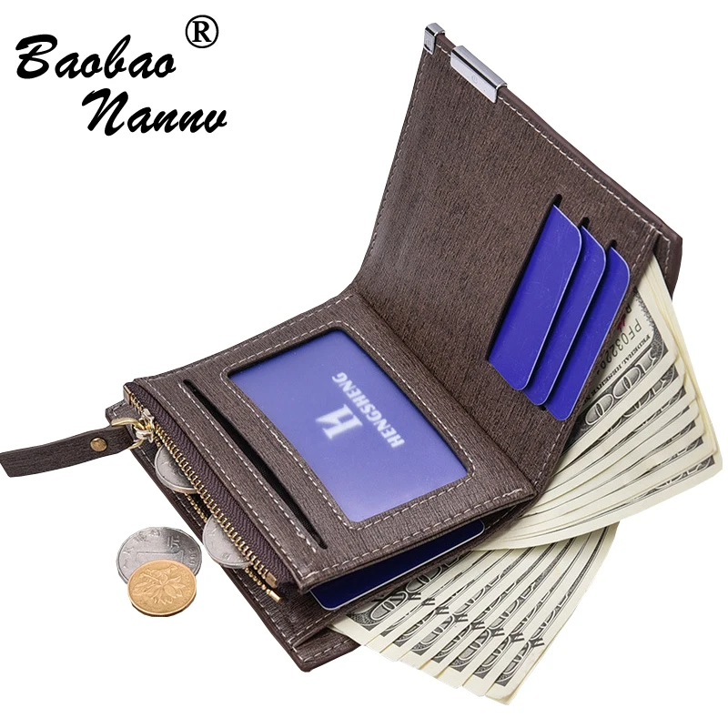 

Men Leather Wallets for Vertical and Transverse Business Male Purse Multi Card Holder Coin Pocket Money Billfold Maschio Clutch