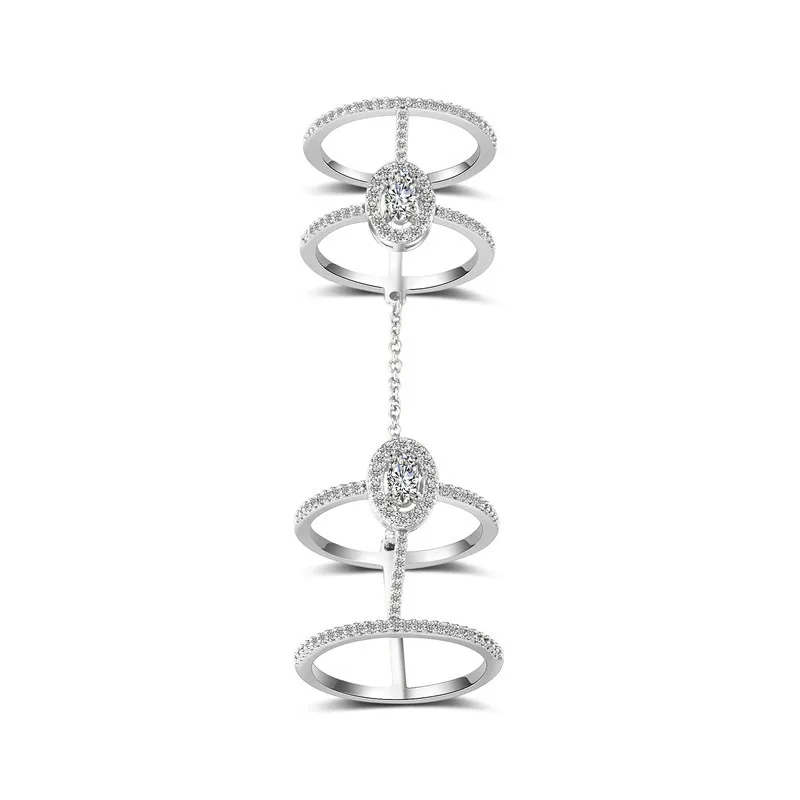Bilincolor модные трендовые вечерние двойные кольца с кубическим цирконием для женщин