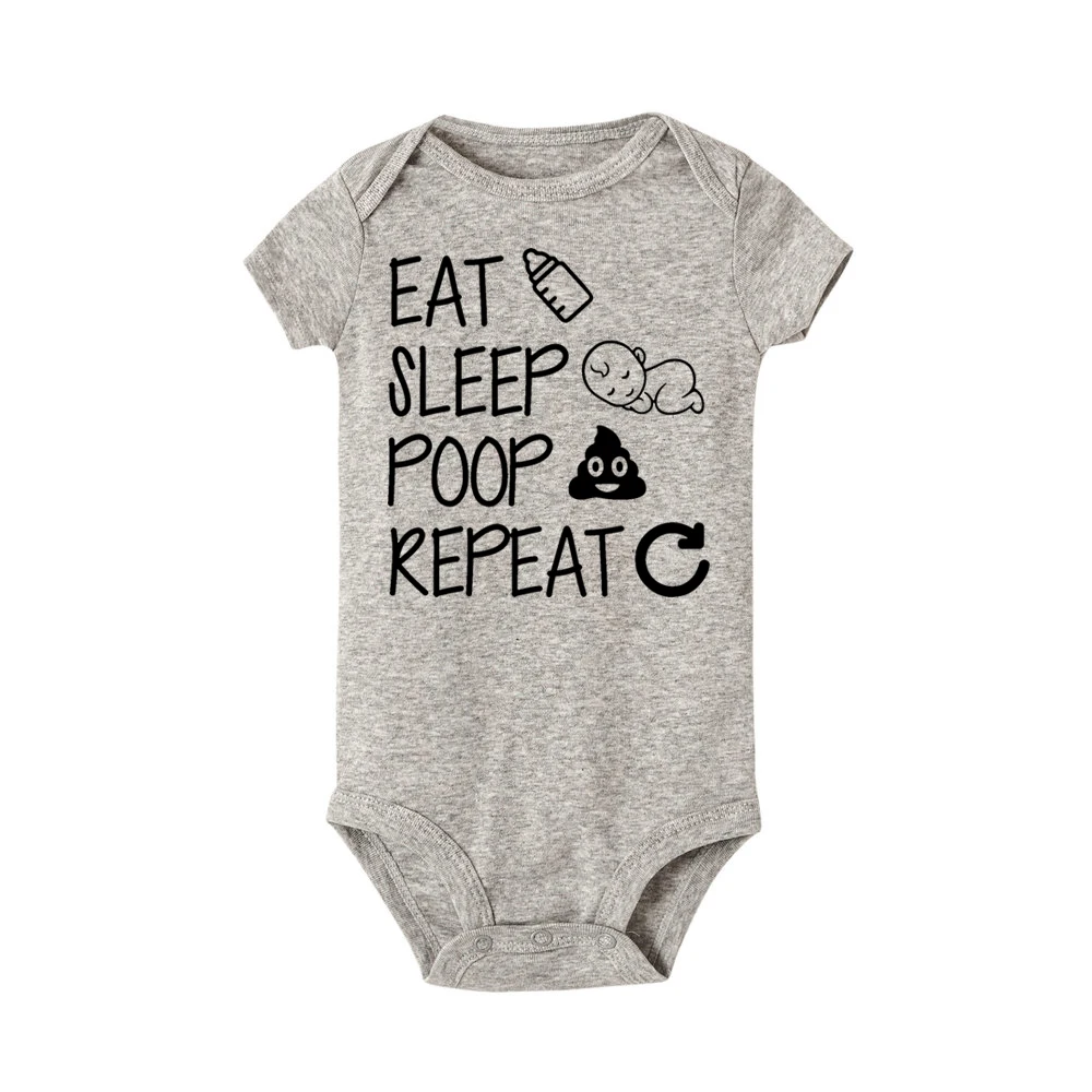 

Eat Sleep Poop Repeat Baby Bodysuit Newborn Infant Girls Boy Short Sleeve Funny Cotton bodysuits Jumpsuit Outfit Clothes Baby