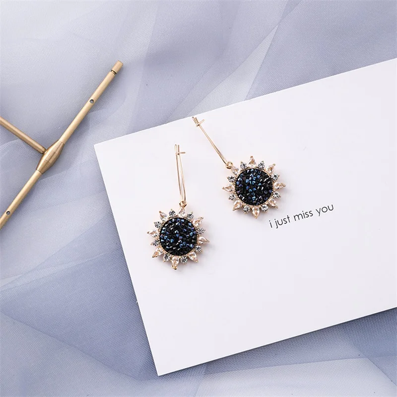 Корейские модные синие и серые серьги, простые геометрические круглые серьги с цветочной кисточкой, длинные висячие акриловые серьги для женщин, ювелирные изделия - Окраска металла: style-15