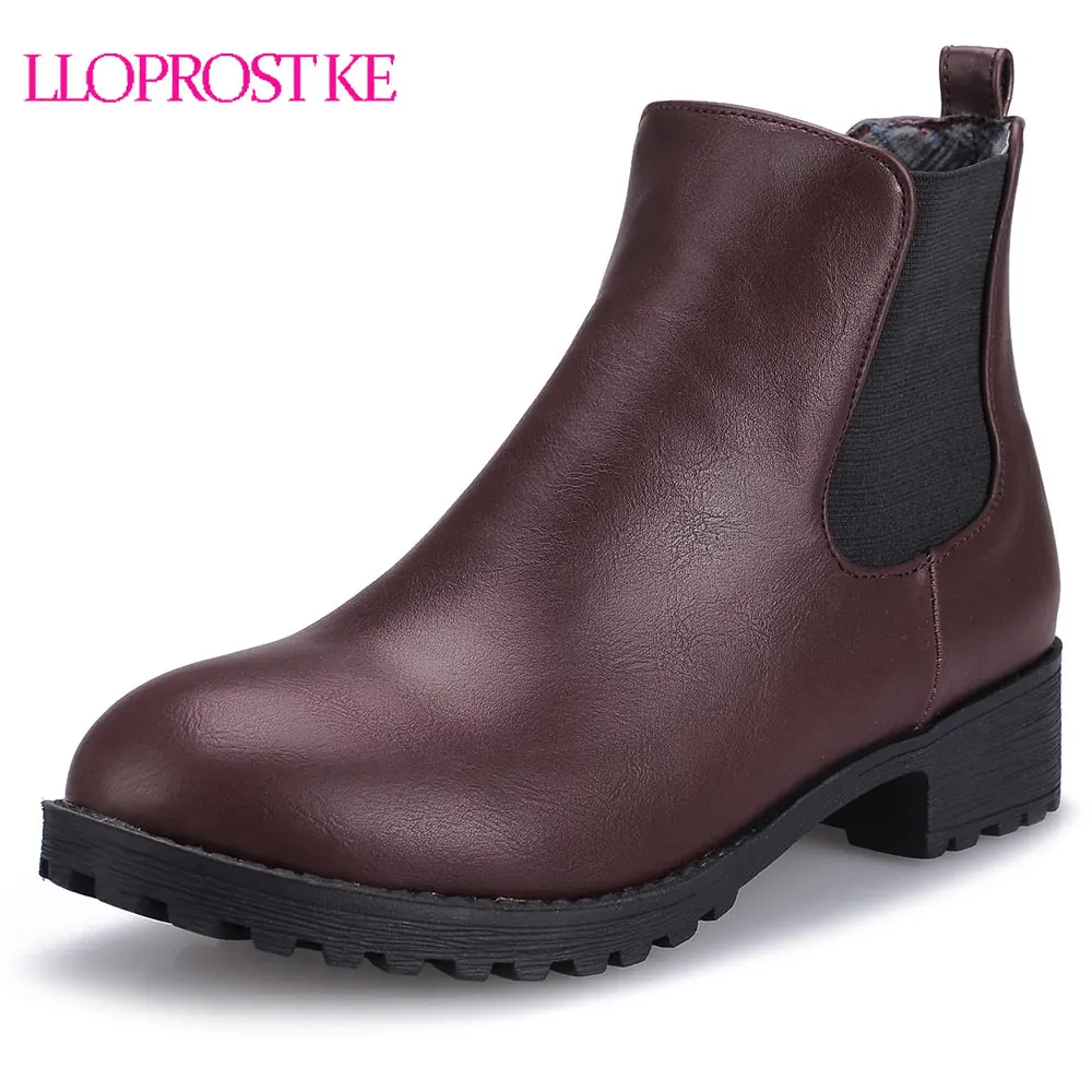 

Lloprost ke Black Ankle Boots for Women Square Heels Round Toe Platform Shoes Fur Warm Winter Boots Black Botas Shoes Woman D286