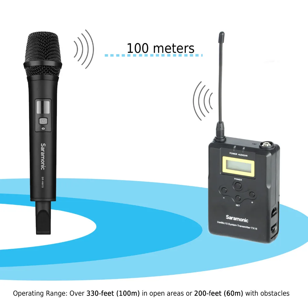 Беспроводной ручной микрофон для камеры, Saramonic Uwmic15A UHF интервью микрофон системы для записи видео, Nikon, Canon