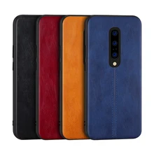 Oneplus 7 pro vintage scratch-resistant PU leather grain simple car line TPU soft rubber edge oneplus 6T phone case