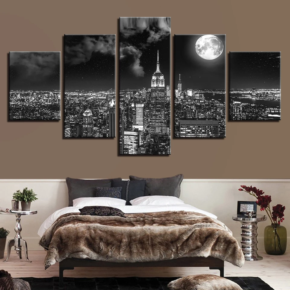 Холст Печатает плакат настенные художественные фотографии 5 штук Surreal City Night ярко