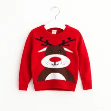 Christmas Kids Girls Knit Deer Sweaters 2016 Baby Girls Knitted Cartoon Pullover Girl Autumn Wool blends Jumper top kids clothes