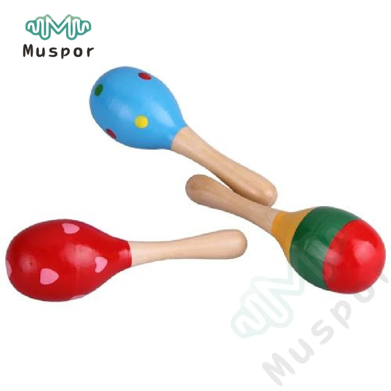 Wooden Maraca Wood Rattles Kids Percussion Musical Hand Shaker Toys L0W9 