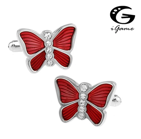 

iGame Lady Cuff Links Crystal Brass Material 4 color Option Unique Butterfly Design Free Shipping
