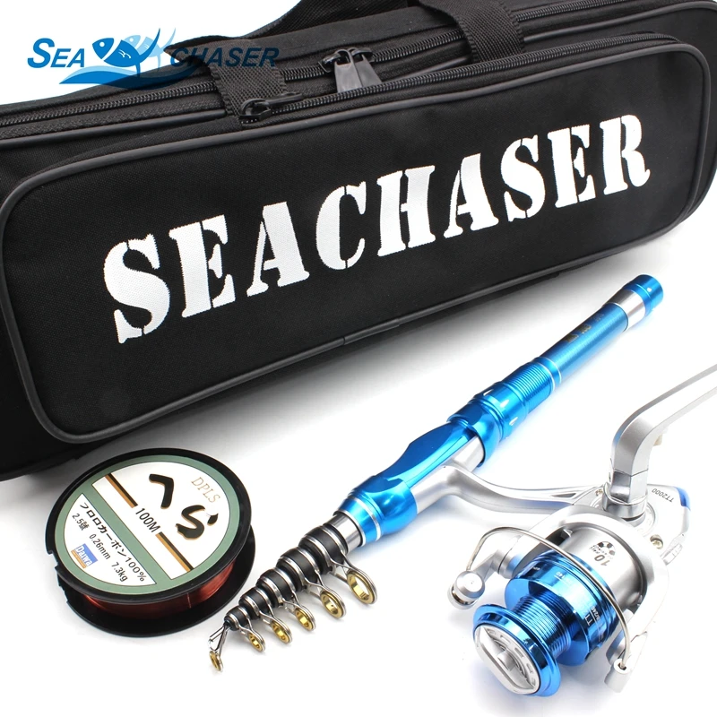 

High Quality 1.5M 1.8M 2.1M fishing Telescopic Fishing Rod Reel Combo Full Kit Outdoor Fishing Spinning Reel Pole Set Rod Bag